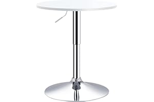 HOMCOM Mesa de Bar Regulable en Altura con Base Redonda y Antideslizante para Cocina Comedor Ø60x69-93 cm Blanco