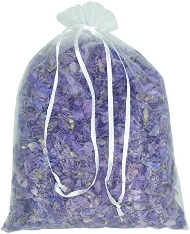 Truly Madly Deeply Purple 1 Litre Natural Biodegradable Delphinium Petals with a White Organza Bag - Wedding Throwing Confetti