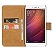Produktbild Ambaiyi Flip Echt Ledertasche Handyhülle Brieftasche Hülle Schutzhülle für Xiaomi Redmi Note 4 , Schwarz