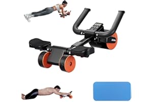 ZOYDP Roue Abdominale à Rebond Automatique, AB Roller Avec Minuterie et Tapis dEntraînement, Roulette Abdominaux, AB Wheel, 4D Plank pour le Corps, Entraînement de Force, Gym à la Maison