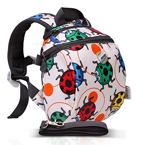 Child Safety Harness, Mini Backpack with Rein (9", Ladybug Pattern)