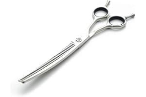 MOONTAY Professional 7.0" Dog Grooming Chunker Scissor, Upward Curved Pets Grooming Thinning/Blending Shears - Japan 440C Stainless Steel for Pet Groomers or Family DIY Use (A-Chunker) (A-Chunker)