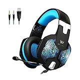KSCAT G1000 Gaming Headset Kopfhörer USB/Klinken-Stecker Mikrofon LED Effekt für