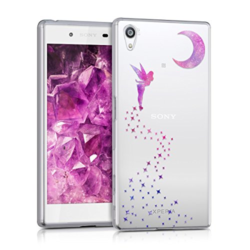 kwmobile Funda para Sony Xperia Z5 - Carcasa Protectora de  TPU  con dise  o de Hada en  Rosa Fucsia Violeta Transparente 
