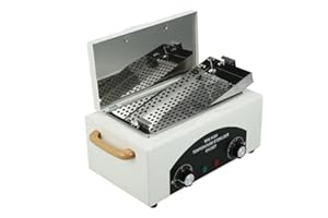 CCARZZI High Temperature Dry Heat Sterilizer Metal Tool Cleaning Box with Adjustable Temperature Timer Removable Container for Disinfection Equipment Scissor Tools Dentist Clinic Lab SPA Salon Barber (White)