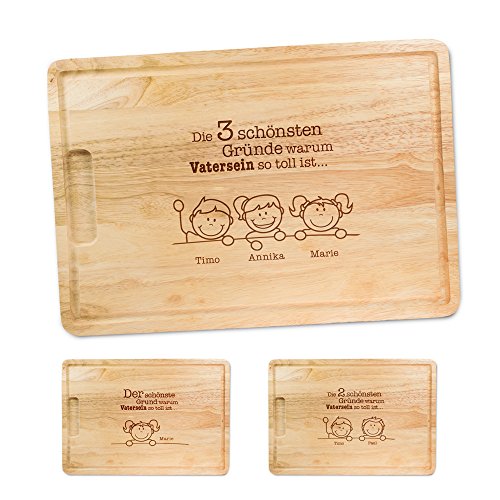 Schneidebrett Groß aus Holz mit Gravur “ Gute Gründe Vater zu sein “ – Personalisiert mit Namen der Kinder – ca. 40,5 x 28,5 x 2 cm - 5