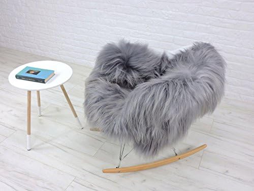 Luxury genuine Icelandic single sheepskin rug silver & grey color, SH1