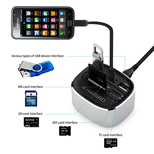 KiWiBiRD High Speed All-in-1 USB HUB / USB 2.0 Kartenleser / USB Combo mit 3 USB 2.0 Anschlüssen und einem MS/SD/M2/TF Kartenleser - 4