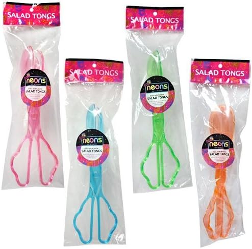 Party Dimensions 48 Count Neon Plastic Salad Tongs, 4-Assorted Colors