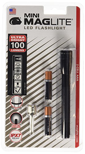 Mag-Lite LED Mini AAA Taschenlampe bis zu 84 Lumen, 12,5 cm, inkl. 2 Micro-Batterien und Taschenclip, schwarz, SP32016