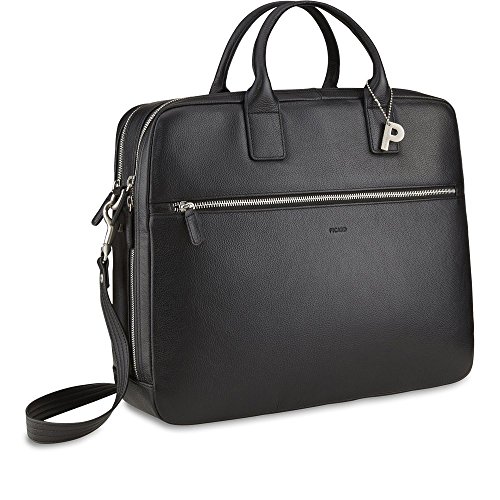 Picard Milano schwarz 8083   Leder Aktentasche Umh  ngetasche Henkeltasche mit Laptopfach Tasche Ledertasche Businesstasche Notebooktasche