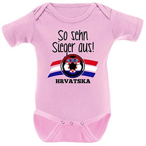 Mikalino Babybody So sehn Sieger aus Hrvatska Kroatien kurzarm, Farbe:rosa;Grösse:3-6 Monate-