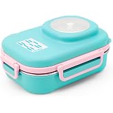 Uzspace 600 ML &Ccedil;orba Kaseli-&Ccedil;elik Kaşık &Ccedil;atallı Paslanmaz &Ccedil;elik Bento Lunch Box Yeni Nesil Sefer Tası-FFLBOX8021600 (Turkuaz)