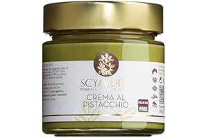 Scyavuru - Crema al pistacchio, süßer Pistazienaufstrich ohne Palmöl, 200 g Glas, mit leichtem Salzton, feiner nussiger Geschmack, frei von Palmöl