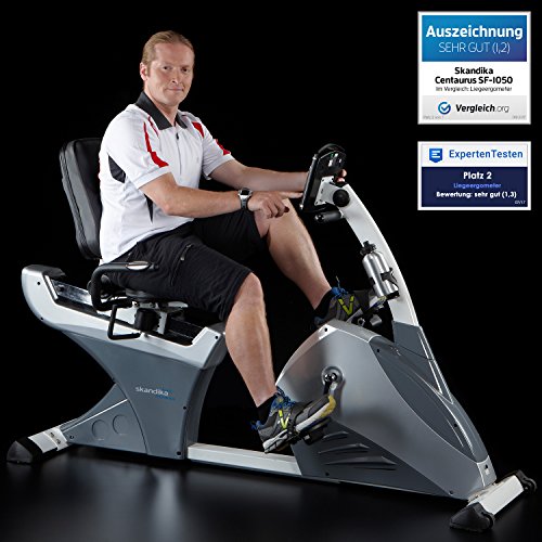 skandika Centaurus Liege-Ergometer SF-1050, 9 kg Schwungmasse, mit 12 vorinstallierten Trainingsprogrammen und 4 pulsgesteuerte Programme, weiß/silber - 2