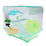 --Es muy cómoda de limpiar. DI ZE LIN PET HOME S.L DZL® Jaula para Hamster 34.5 * 26 * 32cm con caseta Bebedero comedero Rueda y Escalera (Verde)