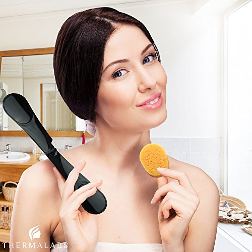 Hinteren Applikator Deluxe: Wenden Sie Lotion an, selbst auf nicht erreichbare Teile des Körpers! Faltbare Anwendungssatz mit langer Reichweite Griff Stick. Kommt mit 5 Schwämme und einer renommierten Samtbeutel - 2