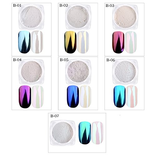 MIOBLET 1 Box Spiegel Nagel Glitzer Pigment Pulver 1g Gold blau lila Staub Maniküre Nail Art Glitzer Glitzerpuder DIY Chrom Pulver Dekorationen - 6