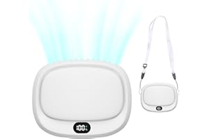 iYInJuan Mini Ventilateur Portable USB avec 5 Vitesses Réglables, Multifonctionnel, Batterie Rechargeable et Écran LED, Ventilateur à Main Ventilateur de Poche pour Maison Voyage Bureau, Blanc