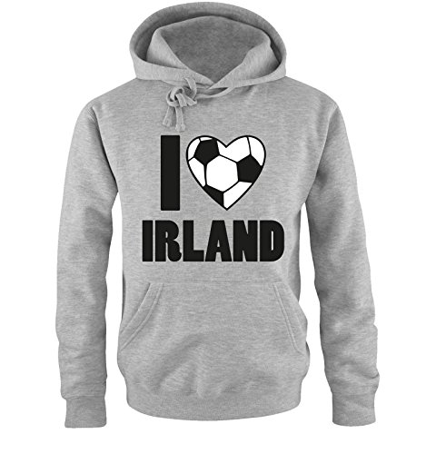 Comedy Shirts I Love Irland – Herren Hoodie – Grau/Schwarz-Weiss Gr. 4XL