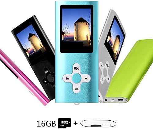 Btopllc MP3 Player, MP4 Player, Music Player, Portable MP3/MP4 Player, Media Player 16GB Card, Mini USB Port USB Cable, Hi-Fi MP3 Music Player, Voice Recorder Media Player - Blue06