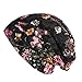 Produktbild Fuibo Strickmützen für Herren und Damen, Frauen Spitzen Blume Stretch Turban Hat Haarausfall Kopf Schal Wrap | Basecap, Baseball Cap, Verstellbar (Schwarz)