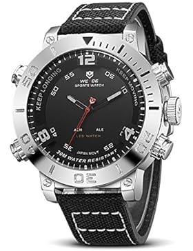 Alienwork LED Analog-Digital Armbanduhr sport Uhr Herren Uhren Multi-funktion XXL Oversized Nylon schwarz WD.WH...