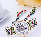 gperw handgefertigt Pfau Federn Samt Aufziehen Armband Quarz Armbanduhr für Damen