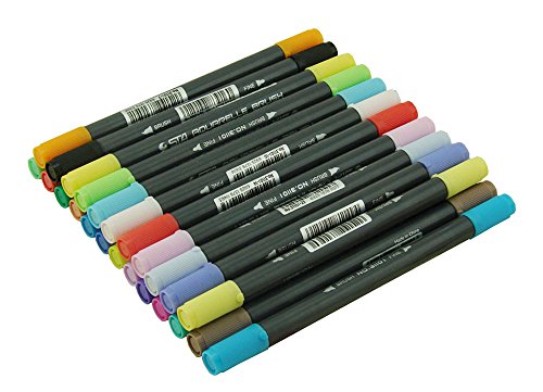lanxivi Bürste Twin Marker mit Fine Spitze 24 R Aquarell basierend Marker, ideal für Künstler, Aquarell, skizzieren, Colorieren 24 - 4