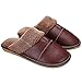 Produktbild Gosear 1Pair Männer Winter Warm Weiche Anti-Rutsch Echte Leder Hausschuhe für Schlafzimmer Wohnzimmer Büro Wohnung Hotel EU 43-44 Braun