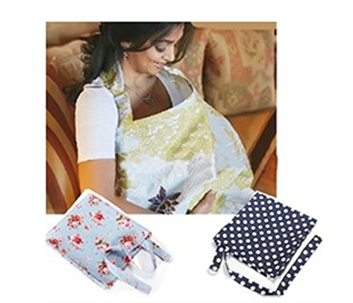 Breastfeeding Nursing Apron Cover Up Poncho Udder Blanket Navy with Dots