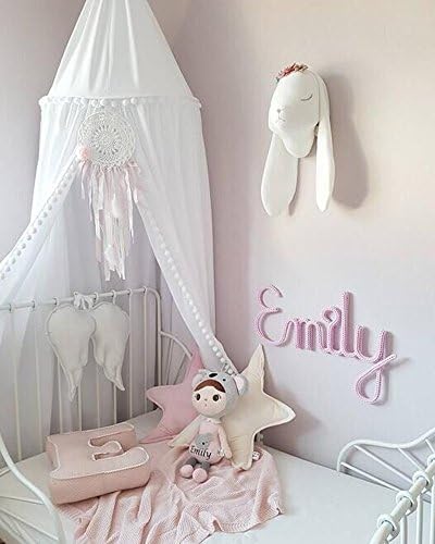 Mosquito Net Canopy,Dome Princess Bed Cotton Cloth Tents Childrens Room Decorate Reading Play Games House (White)