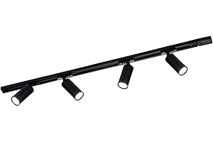 Ledvion - Iluminación LED sobre Carril 1M + 4 Focos de Riel (Negro, Regulable, Accesorio GU10), Luminaria de Riel Monofásica, Luminaria de Riel, Foco de Riel