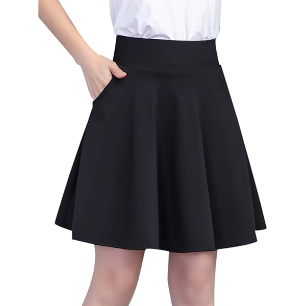 Jupe évasée Noire BPM Femme - Taille 22 - Satin - Longueur Genoux