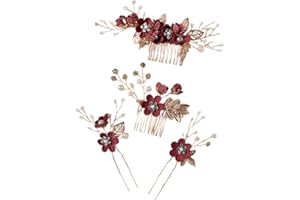 Wambere 4 piezas de accesorios para el pelo para novia, bodas, pinzas para el pelo en forma de U, perlas de flores, accesorios para el pelo, joyas de dama de honor, pinzas para el pelo para mujeres y