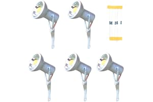 Besttoolifes Confezione da 5 faretti a LED in scala HO, modello in miniatura, proiettore, lampione stradale, per paesaggio ferroviario, layout diorama, decorazione paesaggistica (argento)