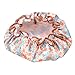 LEADSTAR 2 PCS Women Waterproof Shower Caps, Double Layers Bathing Cap Elastic Band Floral SPA Hat (Pink&Blue)