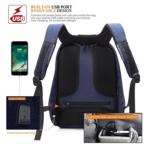 Business-Laptop-Rucksack mit Anti-Dieb-Rei  verschluss und USB-Lade-Port  wasserdichte Reise Daypack College-Tasche mit versteckten Fach f  r M  nner 