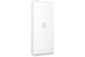 CDF PARLA - Modern wardrobe with 6 shelves - 180x74x35cm - Storage - Office wardrobe - White