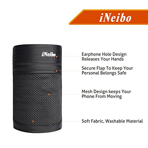 iNeibo Sportarmband FÃ¼r Smartphone bis 7 Zoll, Leichte Und atmungsaktive Sport Handytasche | Oberarmtasche ohne GÃ¼rtel, ReiÃŸ- Oder Klettverschluss Ideal FÃ¼r Joggen, Radfahren, Fitness. S/Schwarz