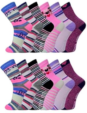 12 Paar ABS Socken Mädchen Anti Rutsch Strümpfe Kids Mix Gr. 24 - 39