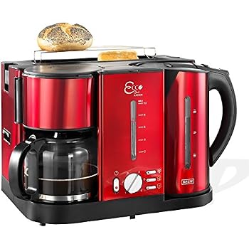 Luxus Frhstcksset 3 In 1 Kaffeemaschine Toaster Wasserkocher Rot Fotos