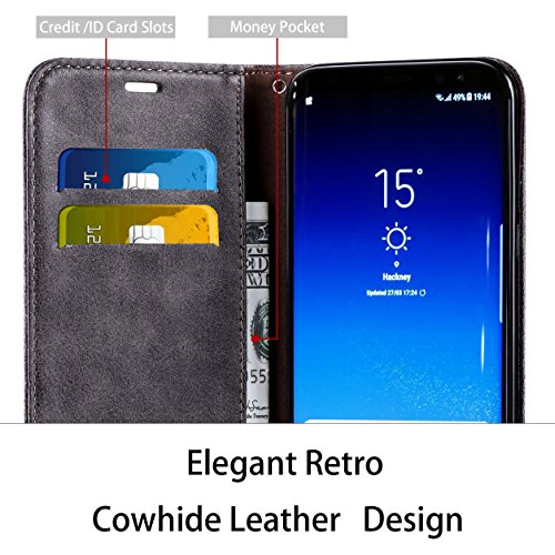 Funda Galaxy S8 Plus Ferlinso Carcasa Cuero Retro Elegante con
Protector de Pantalla ID Tarjeta de Cr dito Tragamonedas Soporte de
Flip Cover Estuche de cierre magn tico para Samsung Galaxy S8 Plus Gris