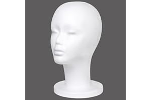 kachanaa 1 Pcs Foam Wig Head Female Styrofoam White Mannequin Head Stand for Wigs, Hats, Masks, Hairpieces, Arts, Crafts, DIY Projects, Salon Display, and Travel Use