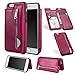 Produktbild Shinyzone Reißverschluss Brieftasche Handyhülle für iPhone 6S Plus,iPhone 6 Plus Hülle mit Kartenfächer [Magnetische Schnalle] Retro Premium PU Ledertasche Flip Schutzhülle-Rose Rot