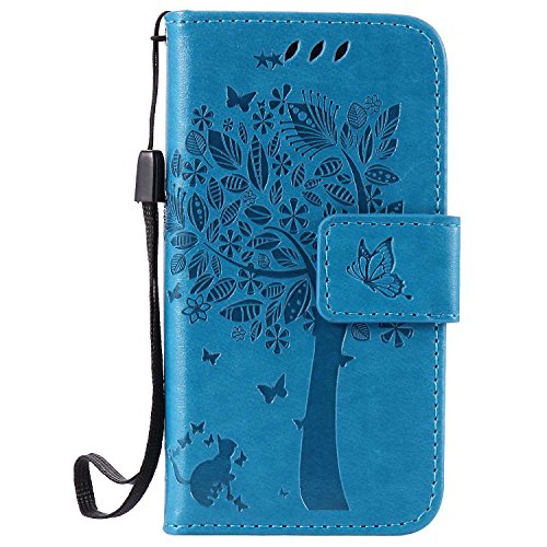Bear Village iPhone 4 / iPhone 4s Slim Leather Case, Magnetic Wallet Cover with Card Holders and Stand Feature, iPhone 4 4 Shockproof Bumper Case (#5 Blue)