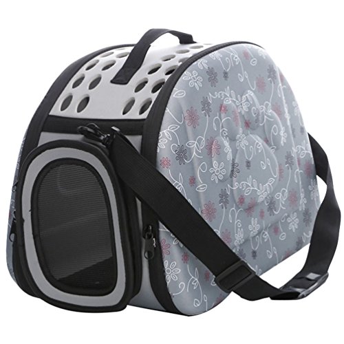 JEELINBORE Portador de Mascotas Perro Gato, Plegable Viaje Bolsa de Transporte Bolsos portaperros (Gris, M)