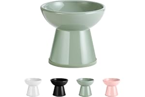 BATITIE Ceramic Elevated Cat Water Bowl - Raised Cat Bowl With Non Slip Rubber Strip - Extra Wide Large Cat Food Dish - Cat Feeding Bowls Whisker Friendly - Microwave and Dishwasher Safe - 6.3 inch - 18.5 oz