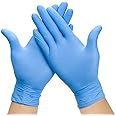 Ruiyang Disposable Nitrile Gloves For Examination Powder Free, Multipurpose, Industrial, Hair, Beauty, Food, Box of 100 Gloves (Blue, LARGE)