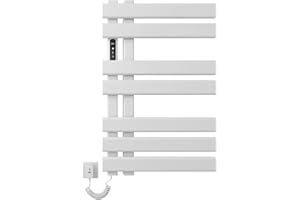 SKYLYZH Scaldasalviette Elettrico Bagno, Termoarredo Intelligente a Temperatura Costante, Towel Warmer Bianco, Portasciugamani 450x720mm, Temperatura Regolabile, Risparmio Energetico-White Left